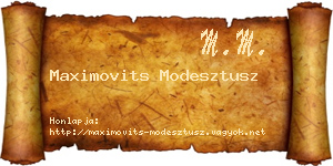 Maximovits Modesztusz névjegykártya